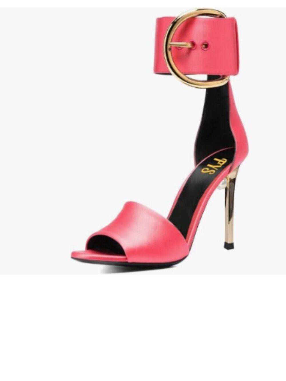 FYS Light Coral Pearl Studded Peep Toe Ankle Strap Stiletto High Heels Sandals